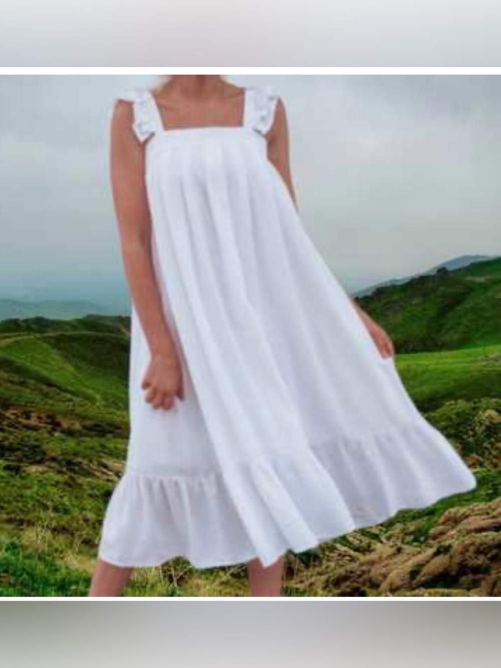 Mable White Sleeveless Ruffled Hem Sundress